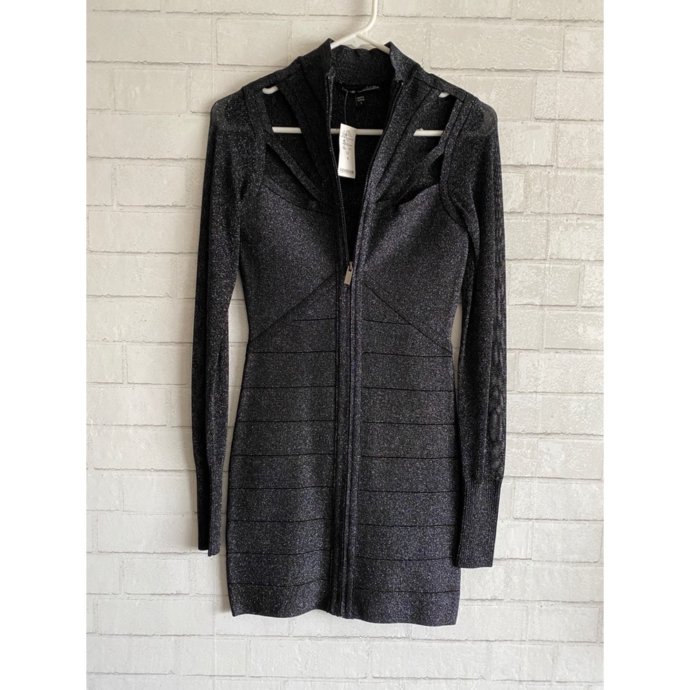 Bebe Addiction Shimmer Black Bodycon Dress